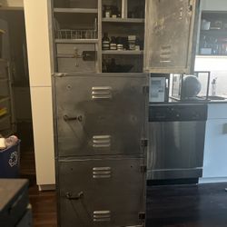 Excellent Condition 3 Compartment metal naval Lockers W/compartmental Organized Shelving And Locking Drawers