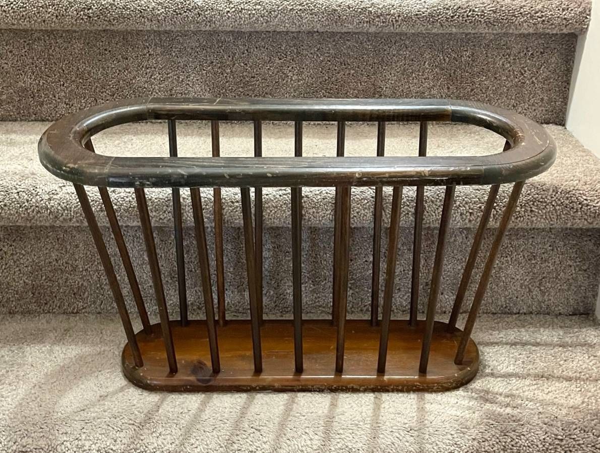 Vintage 60s Mid Century Modern MCM Arthur Umanoff Style Spindle Magazine Vinyl Records Holder