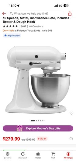 NEW Kitchen Aid Mixer 4.5qt 10 Speed