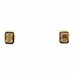 Woman’s Ladies 14k Yellow Gold Lab Grown Emerald Cut Bezel Set Stud Earrings 2.00 CTW GP3137182