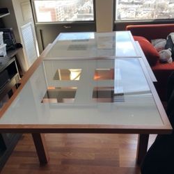 Domitalia Expandable Wooden and Glass Table
