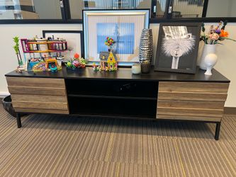 Black & Light Wood TV Console