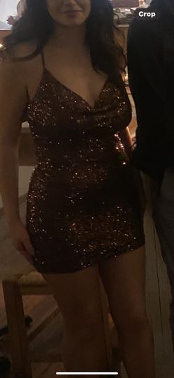 Short Brown Sequence Dress 