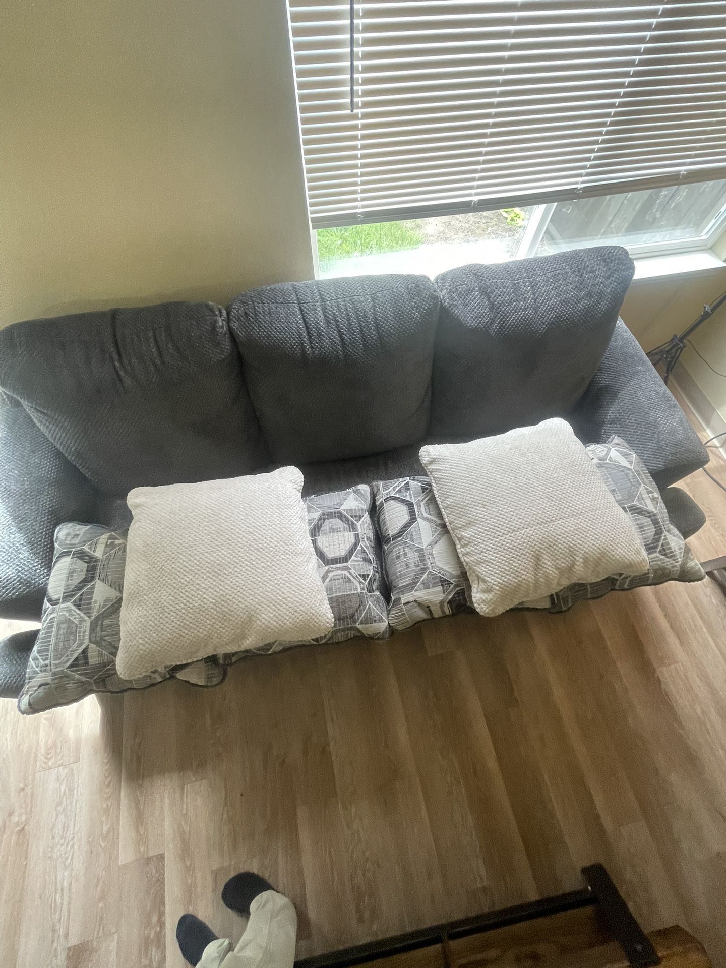 Set Of Grey Couches/Pillows 