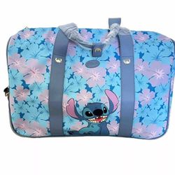 Disney Hawaiian Floral STITCH 20" Blue Rolling Duffle Bag Luggage
