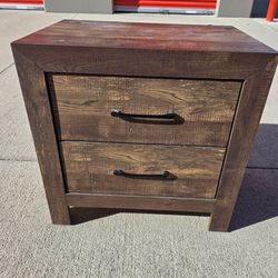Rustic Dark Brown 2-Drawer Nightstand / Bedside Table