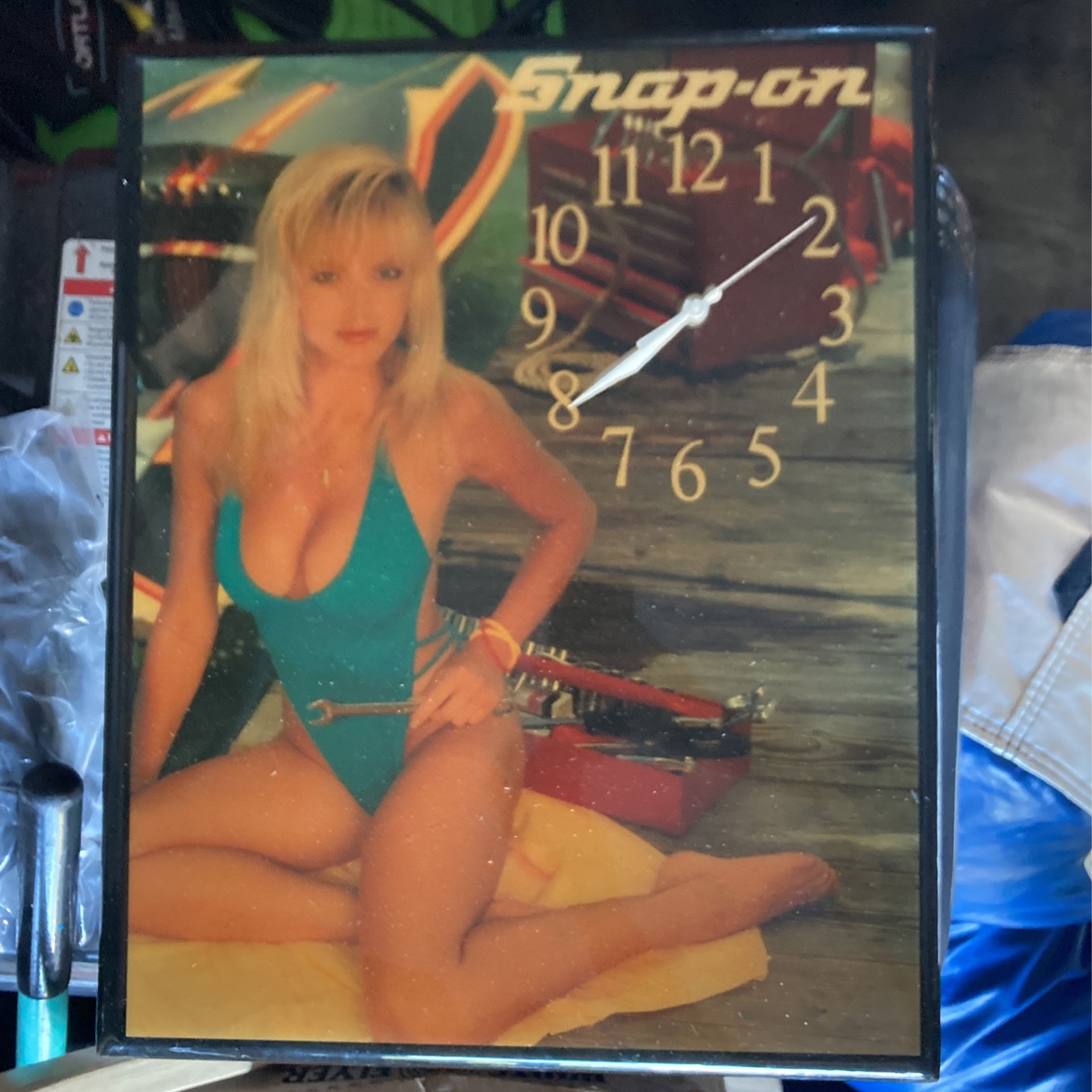 Vintage Snap-On Quartz Clock Blue Swimsuit Model