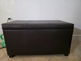 Dark Brown Faux Leather Storage Ottoman