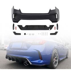 2022-2024 Honda Civic Sedan Rear Bumper Cover + Diffuser +Exhaust Pipe
