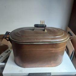  Antique Copper Boiler (WOOD HANDLES)
