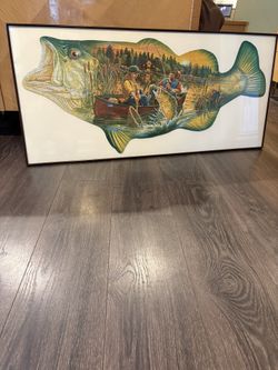 Gorgeous Mounted Fishing Puzzle Pieces. Professionally framed and ready to hang. Great for mancave 44”x 20”