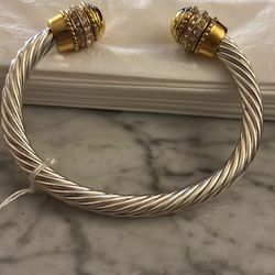 Screw Heads Crystal With Gold Cuff Bracelet 