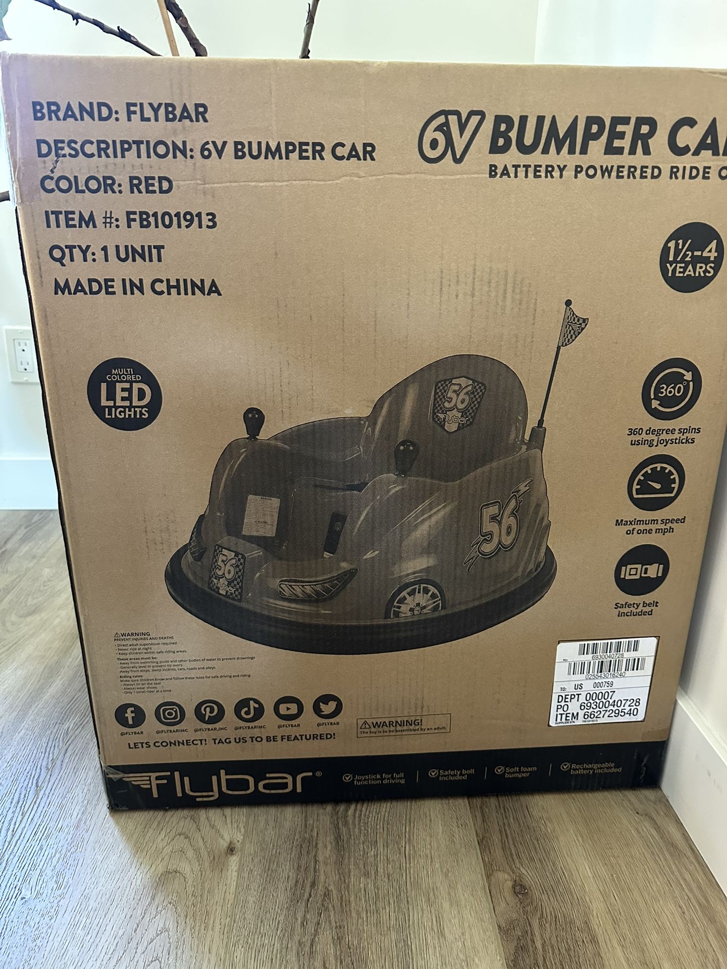 Flybar 6V Bumper Car (New in Box)