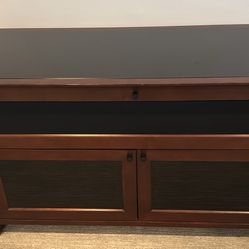 Solid Wood & Smoked Glass Media Cabinet