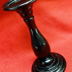 10”tall Hand Crafted Carved Wood 3” Pillar Candle Holder-5” dia