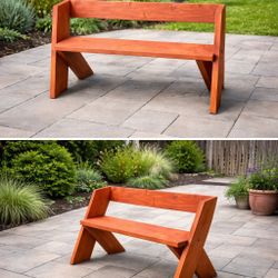 Modern Wooden X-Bench – Handcrafted Outdoor/Indoor Bench
