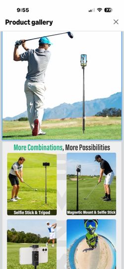 Brand New Golf Tripod Monopod, 47" Selfie Stick for Golf Swing Training & Recording | with Spike, Tripod, Magnetic Phone Holder, 1/4"-20 Screw, Carry