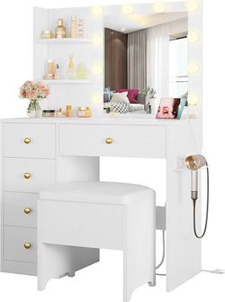 ❤️‍🔥 Vanity Desk with Mirror and Lights,