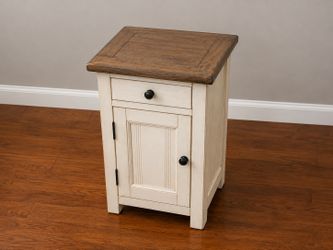 Farmhouse End Table / Nightstand with Storage