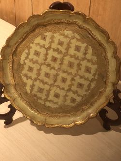 Finely detailed wood plate with gold Byzantine finish