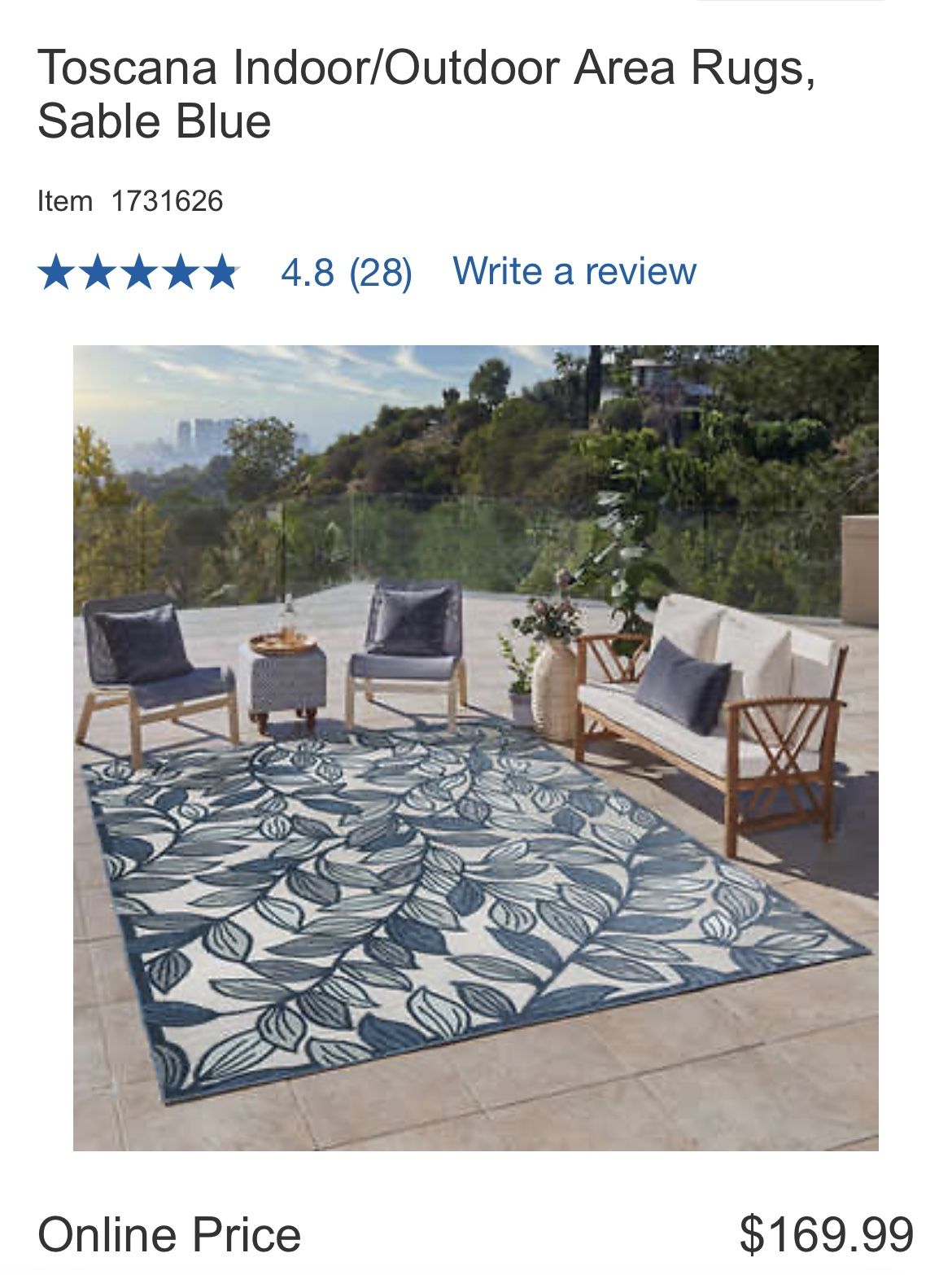 Toscana Indoor/Outdoor Area Rugs, Emporia Light Blue