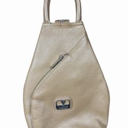 VALENTINA Taupe Adjustable Sling Bag Backpack Leather Purse