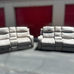 Free Delivery gray reclining loveseat couch set