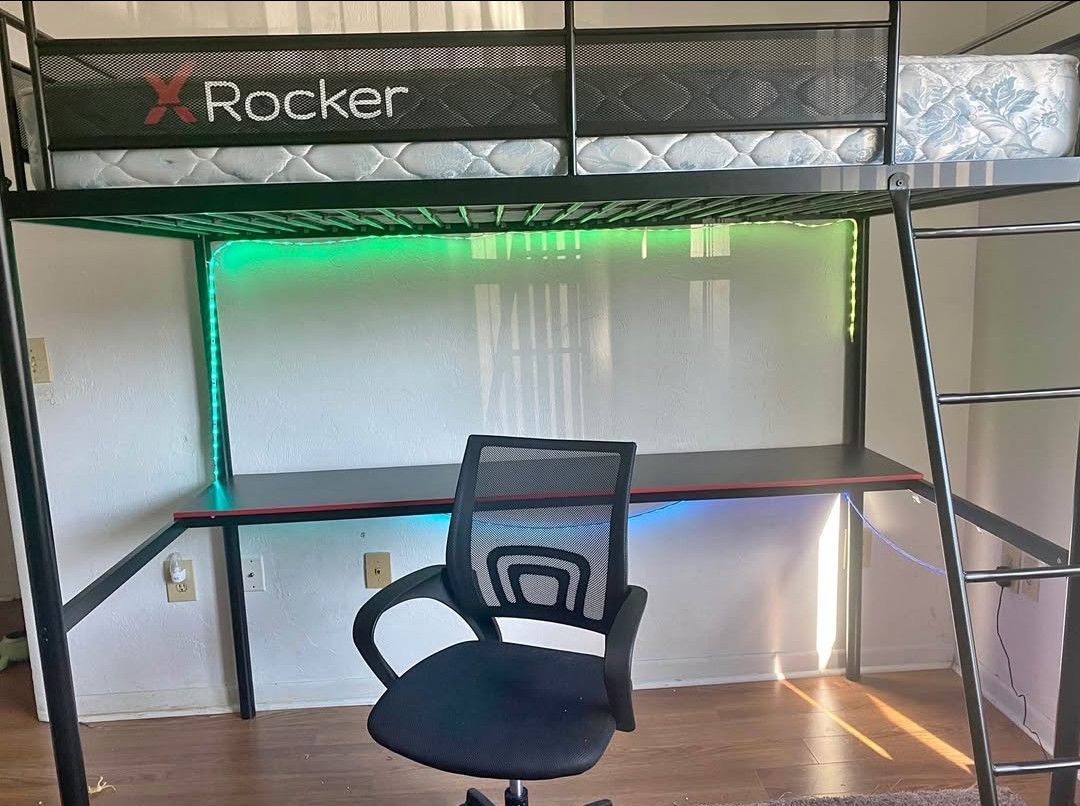 X Rocker Loft Bed and Gaming Desk