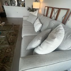 Grey Couch With Foot Stool 