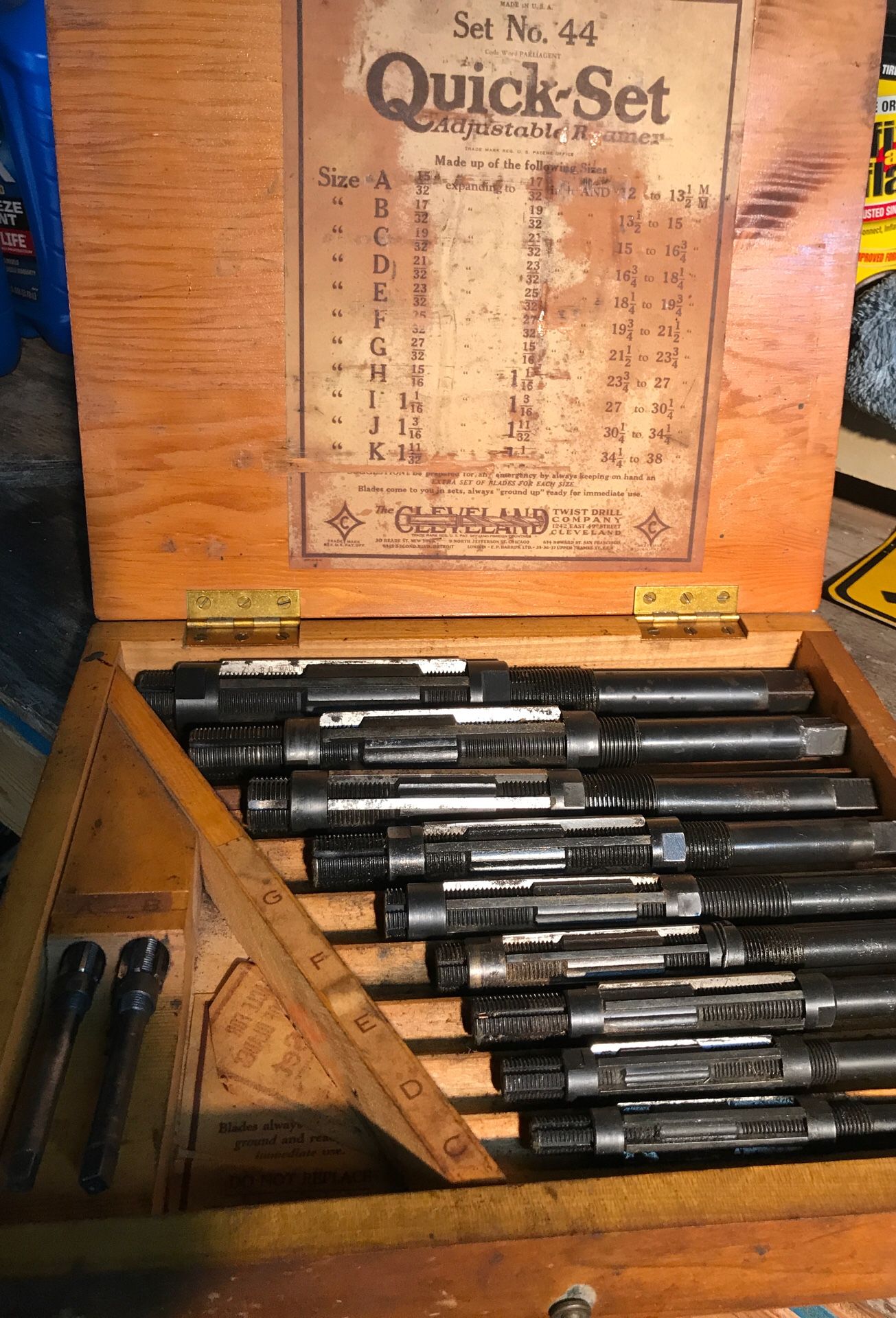 Cleveland Twist Drill QuickSet No. 44 Adjustable Reamer Complete Set