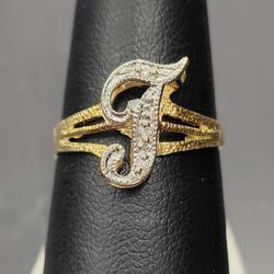 T initial Gold Ring