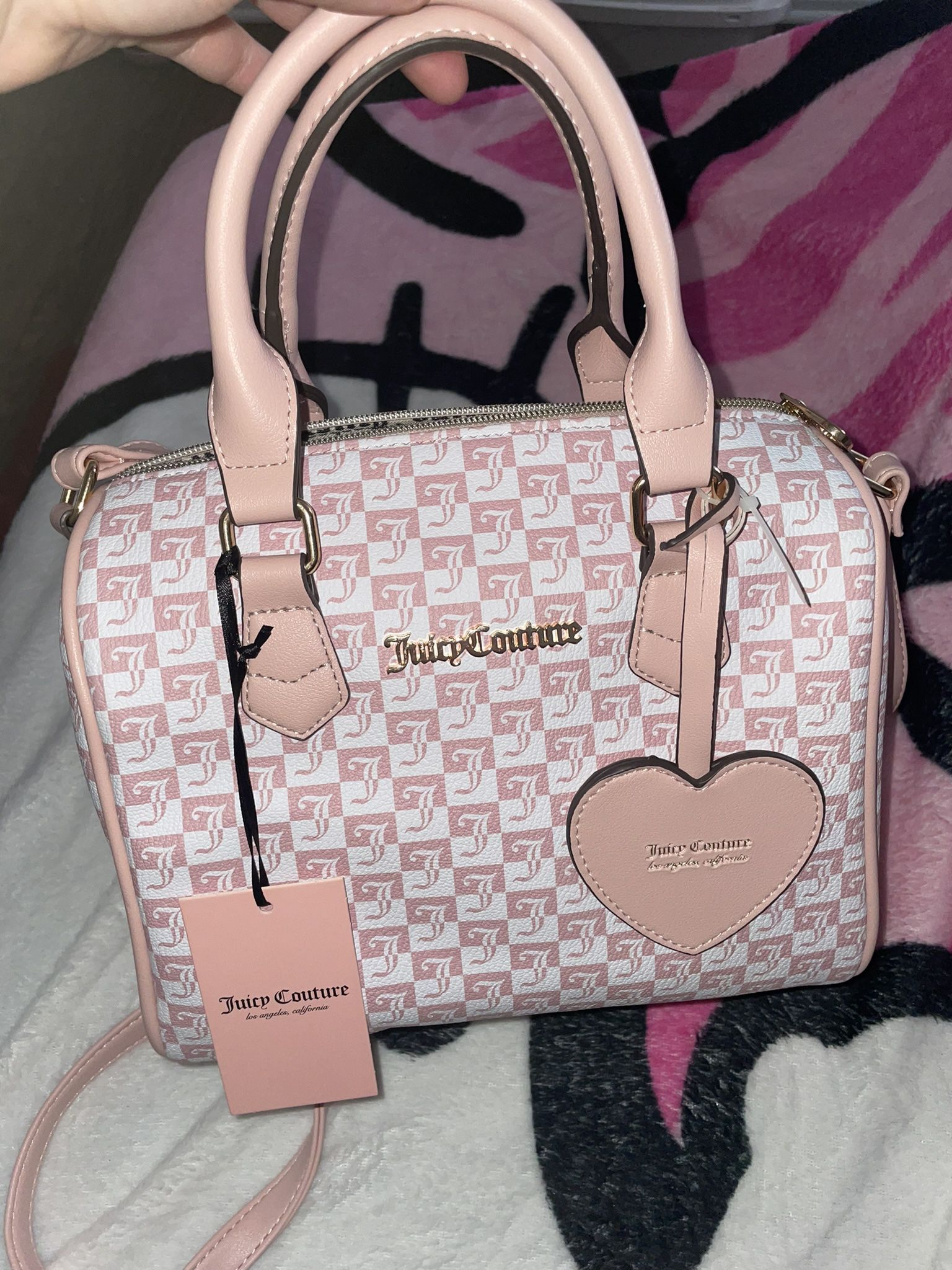 Juicy Couture Purse Pink and White Checkered 