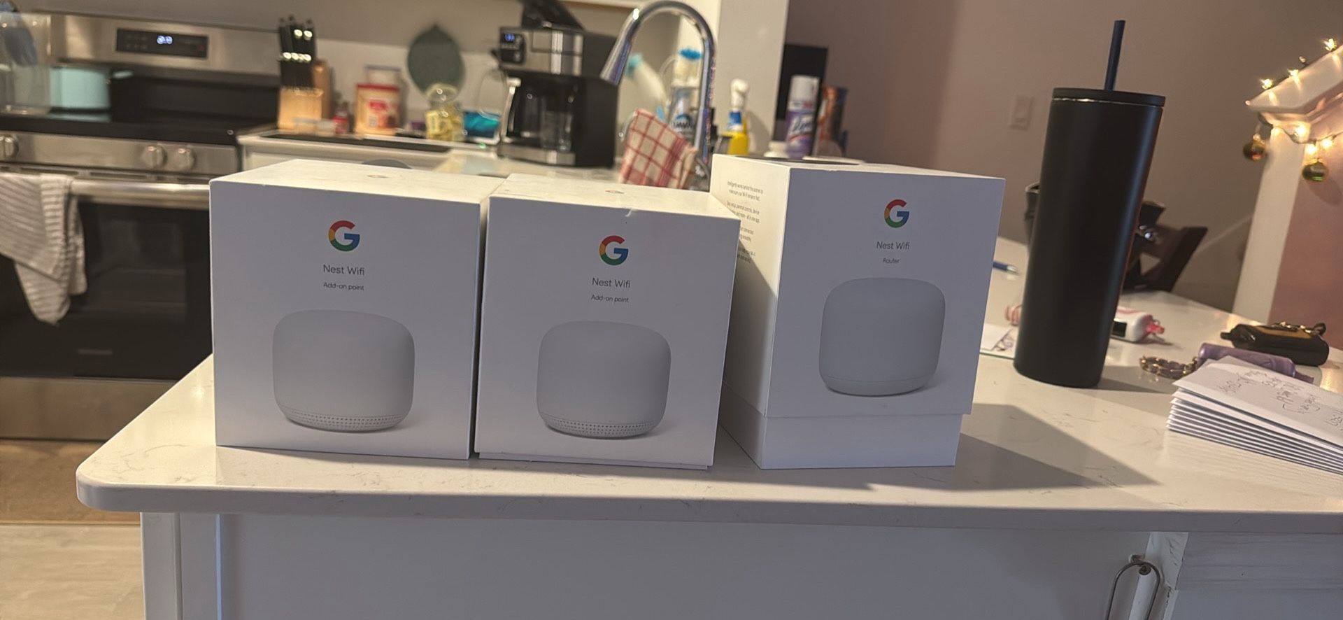 Nest Wi-Fi router and 2 add-on points