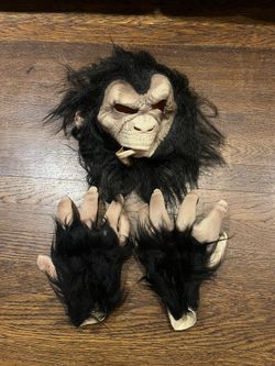 Adult Size One Fits Most Gorilla Mask With Hands
