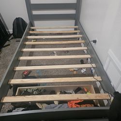 Twin wood bed frame with storage