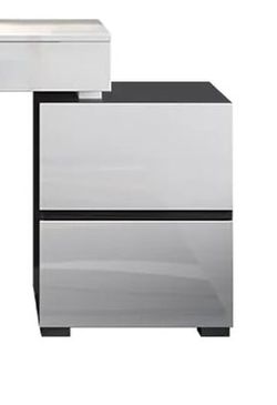 Glossy Black &amp; White Cabinet with 2 Drawers and Divider – Modern Home Storage Organizer