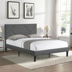 Abstract Gray Queen Bed Frame