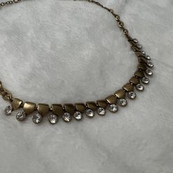 J. Crew Jcrew Vintage Gold Drop Crystal Necklace