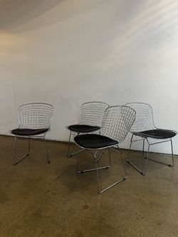 Chrome and faux leather dining chairs (set of 4)