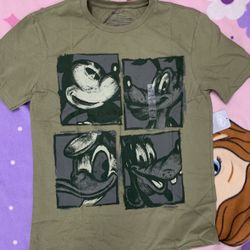 Adult Mickey And Friends - Army Green Shirt 