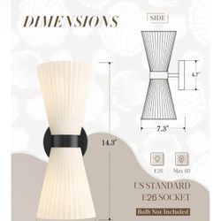 Modern Black Wall Sconce, HWH Up and Down Indoor Sconces Wall Lighting with Frosted Milk White Strip