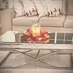Glam Mirror & Chrome Coffee Table 