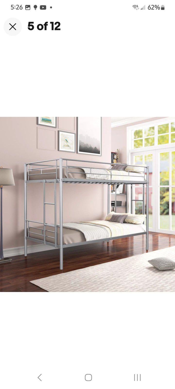 Silver Metal Twin Bunk  Bed 