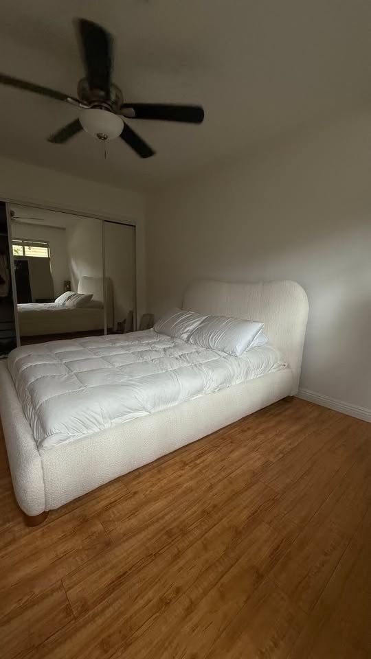 Curved Boucle Platform Bed Frame Custom Made (Queen)