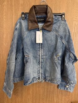 Urban Revivo Contrast Denim Bomber Jacket Blue US 4/S