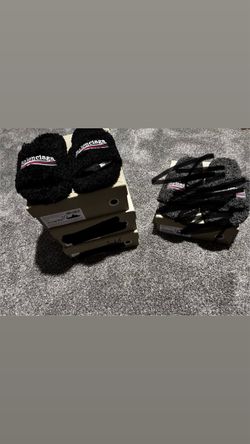 Balenciaga Furry Slides Black