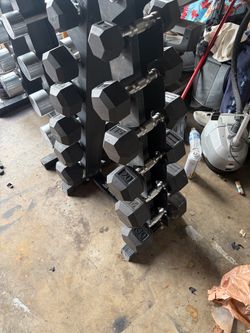 Hex Dumbbell Set with Rack