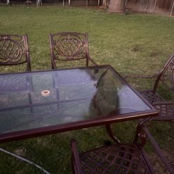 Iron Patio Table Chairs Set W/ Cushions 450