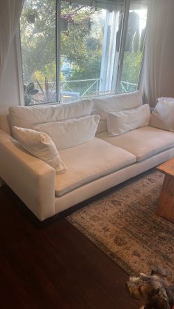 West Elm harmony Couch 92”, Down Blend, Alabaster, walnut