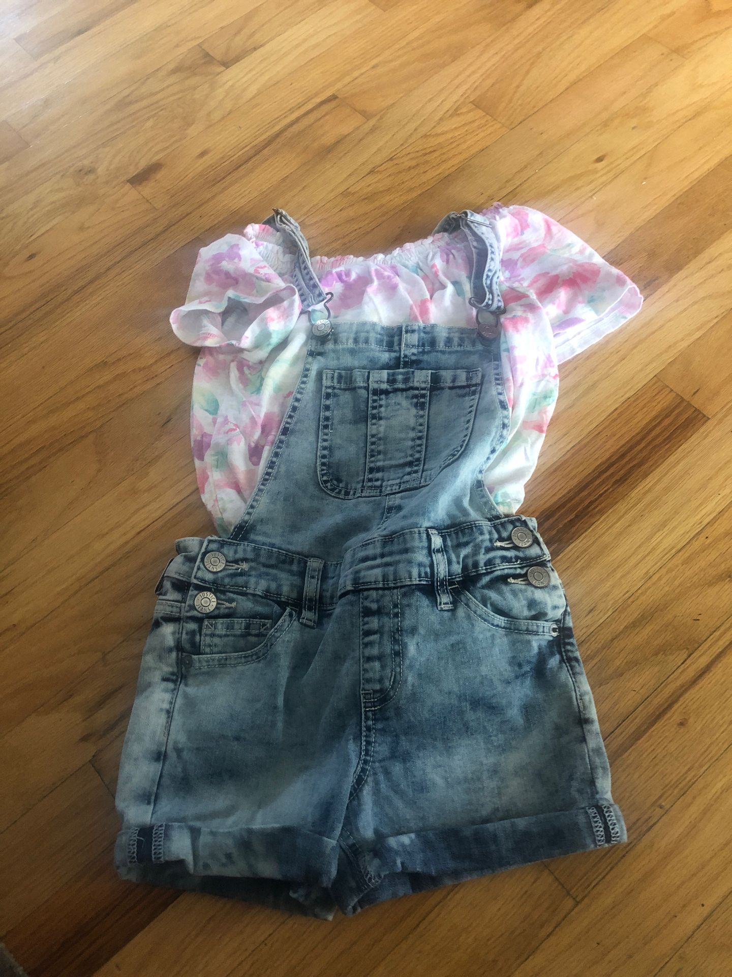 Justice overalls outfit size 8